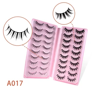 Batch A017 Full Strip Eyelashes 20 Pairs Cross Border Foreign Trade DIY Fake Eyelashes Large Capacity Simulated Mink
