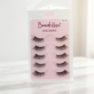 Beautifullkiss ML04 Wispy Spiky Strip Lashes 5 Pairs PBT Eyelashes Natural Volume Eye False Eyelashes Private Label Manufacturer