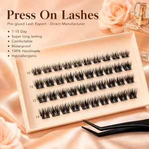 Beauty Supply Vendor No Glue Lash Clusters Glue Free Pre Glued Band 7 15DAY Hold 100% Handmade Spiky Volume Style for DIY Makeup