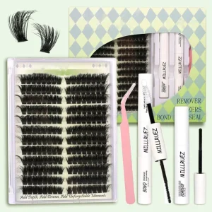 Beginner Friendly Eyelash Extension Handmade Premium Segment Cluster Lashes DIY Kit Korean PBT Flared Fox Cat Eye Made From