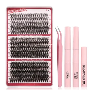 Beginner Friendly Reusable DIY Handmade Lash Extensions 30D 40D 50D Waterproof Natural Mixed Cluster Lashes Kit 10-18mm Large
