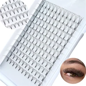 Best Quality Premade Fans Factory Heat Bonded Darkest Black False Eyelashes