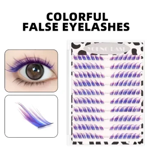 Best Selling Blue and Purple Gradient Fox Style Pre Cut Segment Cluster Lash False Lashes for Stage Makeup