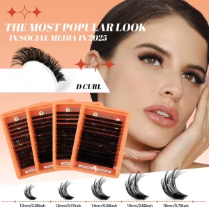 Best Selling D Curl Cluster Lashes Voluminous European & American Style for Daily DIY Extensions