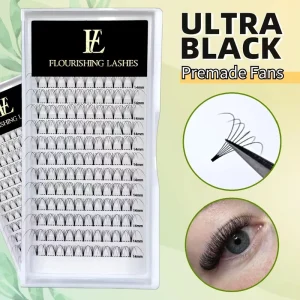 Best Selling Premade Fans Ultra Dark Black Short Stem Heat Bonded 3D 4D 5D 6D Premade Volume Fans Eyelash Extensions