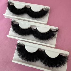 Best Selling Russian D Curl Eyelashes Vendor Private Label Handmade 5D Super Fluffy 100 Real Mink 25MM Lashes