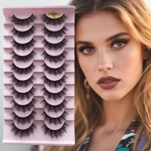 Bestseller 10 Pairs Packaging 3D D Curl Natural Style False Eyelashes Full Strip Eyelashes