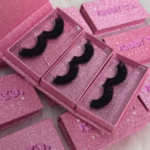 Big Fluffy Eyelashes Luxury Glitter Eyelash Packaging Box for Real Mink Handmade 25mm Strip Lashes