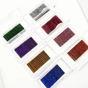 Big Lashes Tray Colored Lashes Private Label Natural Soft Eyelash Extensions with Luxury Paper Boxes