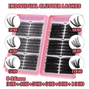 Big Pack 640 Clusters Natural Volume Cat Eye Look Lash Cluster Mink Clusters Lashes