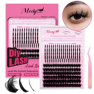 Birthday Party Volume Handmade Soft Faux Mink Black Cotton Stalk Cluster Lashes 0.07mm D Curl Waterproof Reusable 12 Rows Daily