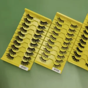 Black Cotton Band 3D Natural Fluffy Eye Lash False Half Eyelashes Wispy Faux Mink Strip Lashes