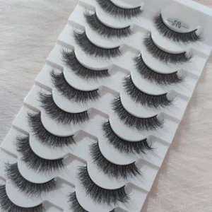 Black Cotton Band Soft Faux Mink Eyelashes Custom Packaging 10 Pairs Short Fluffy Faux Mink Eyelash
