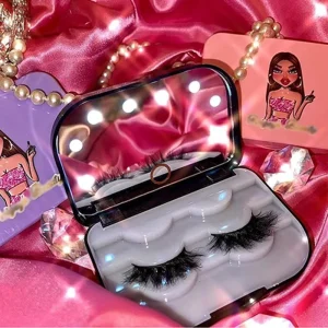 Black Eyelash Box Custom Christmas Lashbox Packaging Private Label LED Light Halloween Lashbox Packaging