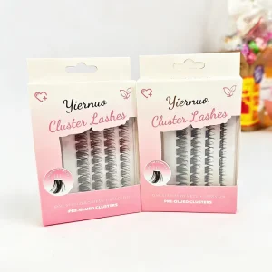Black Press Eyelash Clusters Kit Pre Bond DIY Segmented D Cluster Lashes Superfine Band No Glue Handmade 0.05mm Thickness Daily