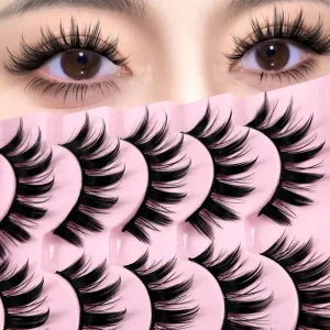 BlingBlang 5 Pairs of Strip Hard Stiff Eyelid Lashes for Thick Manga Eyes Mixed Cosplay Style False Eyelashes with Tail Makeup