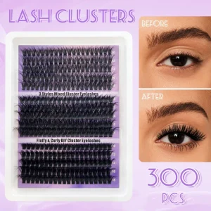 BlingBlang 60D80D100D Dense Hot melt Semi handmade Cluster Lashes Multi piece Large Bowl Tray Eyelashes