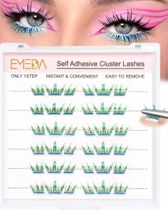Blue Cluster DIY Synthetic Hair False Eyelashes Self Adhesive Segment for Party or Holiday No Glue Needed