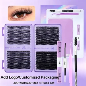 Bottom Cluster Lashes Eyelash Book Natural Volume Long Wearing Private Label Segmented Lashes