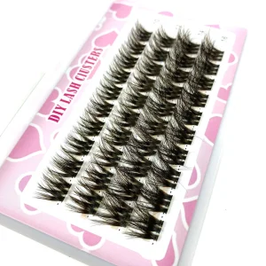 Brown Black Mixed Handmade 3D Fluffy Mink Synthetic Eyelash Extensions Individual Eyelash Clusters CC Curl Lash Cluster Kit