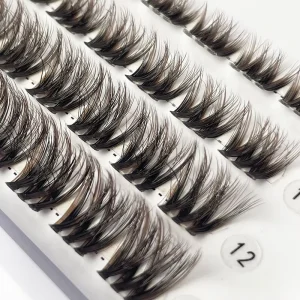 Brown Black Pre-Cut DIY Handmade Full Volume Faux Mink Cluster Eyelashes Segment Lashes Full Strip 1 Step Press Lash