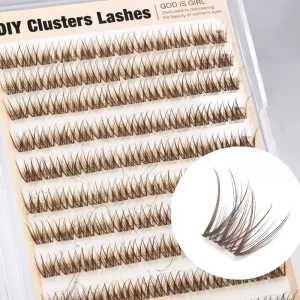 Brown Cluster Eyelashes 8 16mm Grafting Individual Volume Lashes Extension Makeup Tool for Natural and Dramatic Look