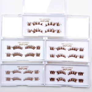 Brown Cluster Half Lashes 8 16mm Self adhesive Cruelty Free Synthetic Grafting Individual Volume Lashes Extension Makeup Tool