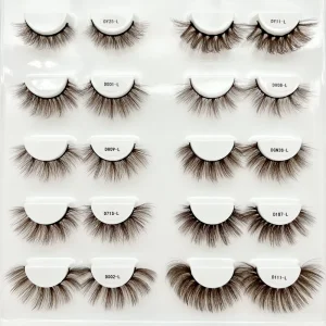 Brown Color Faux Mink Lashes 3D Colorful Strip Eyelashes with Box 15mm 3D Brown Natural Eyelashes