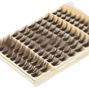 Brown Cruelty Free Handmade Faux Mink Natural Cluster Eyelash Extensions 12 18MM D Curly Manga Wispy False Lashes