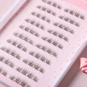 Brown DIY Cluster Lash Kit Wispy Cat Eye Reusable Lash Extensions with Bond and Seal Private Label Invisible Band