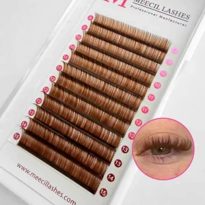 Brown Faux Mink Russian Volume DD Curl Natural Soft Handmade Lash Extensions Loose Base Wispy Hybrid Light & Dark Brown