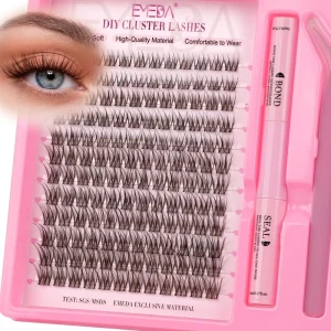 Brown Mink Lash Cluster Vendor Private Label Wispy Diy Cluster Lash Kit Custom Logo Fluffy Eyelash Clusters Book