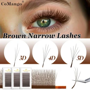 Brown Narrow 3D 4D 5D W Shaped Eyelash Extension Smaller Spacing Natural Lashes Premade Volume Fans V Shape False Lashes