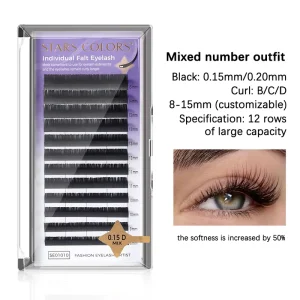 Brown Nude Shade Air Flat Lashes 0.15mm C Curl 8 15mm Single Pack for Black Brown Hair