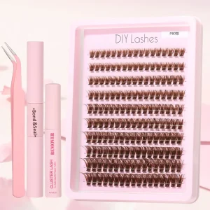 Brown Sunflower Cluster Lashes DIY Eyelash Cluster Kit Natural False Eyelashes Wispy Thin Band