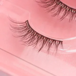 Brown Synthetic Hair Half Cat Eye Short Lashes Self Adhesive Press Pre Glue Eyelash Trays Non Toxic Full Strip Eyelashes Custom