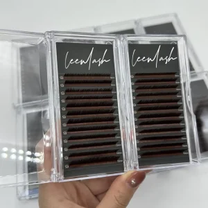 Brown lash extension vendor supplies custom logo glitter lashes eyelash extension synthetic mixed colorful trays