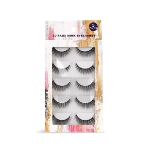 Bulk Buy Custom Label 25Mm 3D 5D Wispy Extra Long 5 Pieces Real Mink Fluffy False Full Strip Eyelashes Lesh