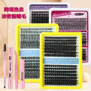 Bulk Cluster Lashes Fluffy Private Label Natural Cluster Lashes Kit logo Korean PBT Segments Glue and Tweezers Clusters Lashes