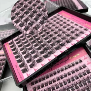 Bulk Cluster Lashes Fluffy Private Label Natural D Curl Cluster Lash Kit Korean Pbt Segments Glue and Tweezers Clusters Lashes
