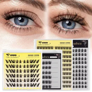 Bulk DIY Segment Self Stick Lashes Pre Glued No Adhesive Press On Cluster Eyelashes Waterproof Reusable Natural Lash Kit