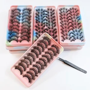 Bulk Eyelashes Fluffy 3D Handmade Volume 10 Pairs Cilios Posticos Private Label Full Lashes Strip Lashes