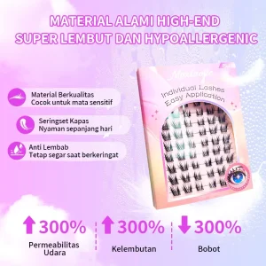 Bulk Individual Synthetic Hair Segment Lashes Pre-Glued Natural Long C Curl Mixed Length 3D