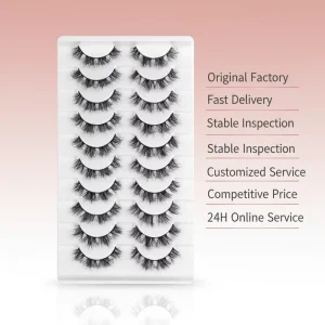 Bulk Pack 10 Pairs 12mm Messy Fluffy Wispy Volume False Eyelashes Natural Look Faux Mink Lashes Sets Variety of Styles to Choose