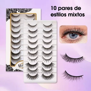 Bulk Pack 10 Pairs Fluffy Wispy Volume False Eyelashes Natural Look Faux Mink Lashes Sets Mix Length