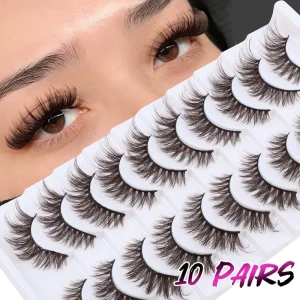 Bulk Pack 10 Pairs for Wispy Volume False Eyelashes Natural Look Faux Mink Cruelty Free Custom Logo Sets Mix Length