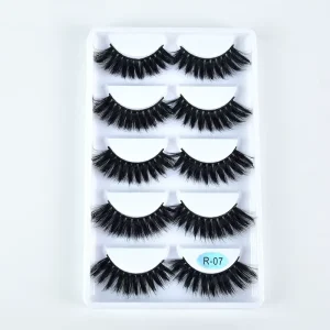 Bulk Pack 5 Pairs Fluffy Wispy Volume False Eyelashes Natural Look Faux Mink Lashes Sets Mix Length Customization Supported