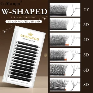 Bulk Private Label LU YY/W Clover Wispy Fluffy Crisscross Volume YY W Shape Lashes Extension Make up Sets