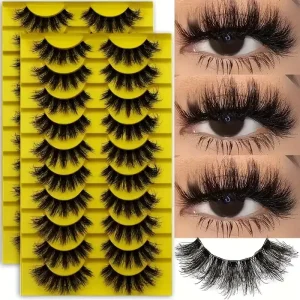 Bunny Brand Handmade Lashes 10 Pairs Mink Full Strip Three Dimensional for Dense Curly Natural Lash Boxes Custom