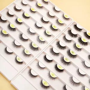 C Curl 3D Lashes Strips 16 Pairs Natural Fluffy Wispy Faux Mink Strip Lashes Private Label Bulk OEM Service